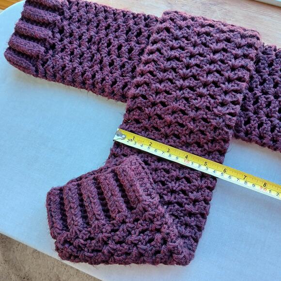 Claret Leg Warmers OSFM crochet warm thick chunky over the knee dance premade - Picture 8 of 8